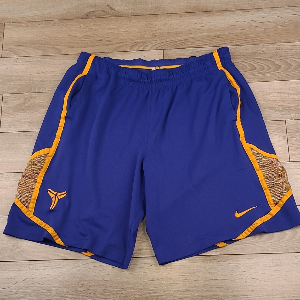 NIKE Kobe Bryant Mamba Blue Purple Gold Sz L Mens Athletic Basketball Shorts